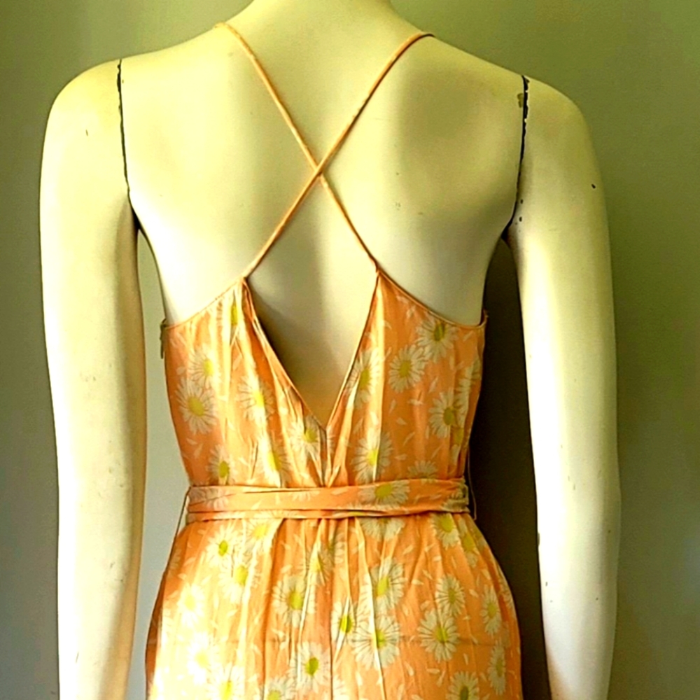 Zara Floral Strappy Jumpsuit Palazzo Wide Legs
